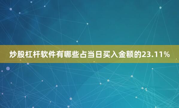 炒股杠杆软件有哪些占当日买入金额的23.11%
