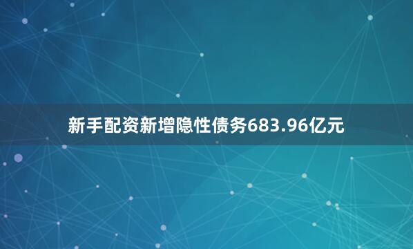 新手配资新增隐性债务683.96亿元